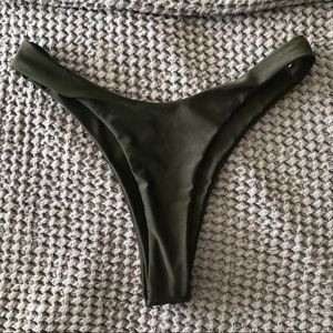 High leg black thong bikini bottom